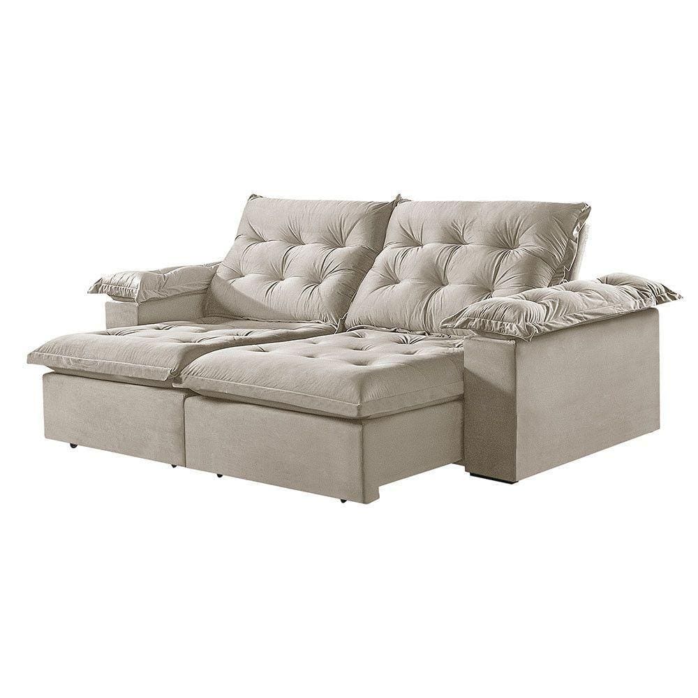 Sofá 3 Lugares Retrátil E Reclinável Martins M-147 Veludo Creme