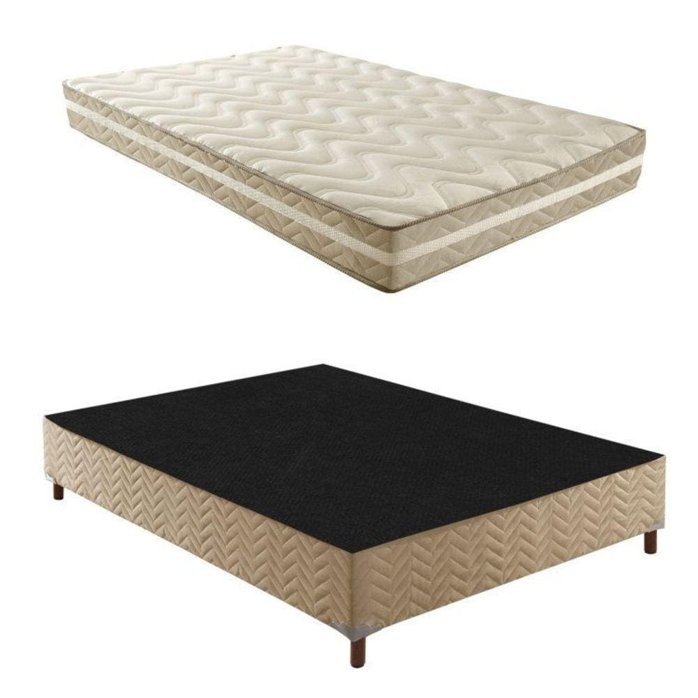Box Casal Florença 42x138x188cmcom Colchão Casal Unique D33 Plus Duoface 20x138x188cm Rustico Bege