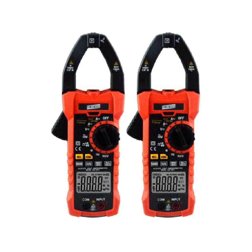 Kit 2 Alicate Volt Amperímetro Digital Corrente Tensão Continuidade Ncv Diodo Rms Va-901 Portátil Instrutherm Com Estojo