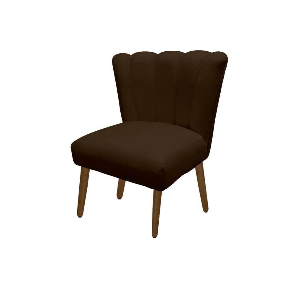 Cadeira Pétala Flor Para Sala De Estar Penteadeira Salão Suede Marrom