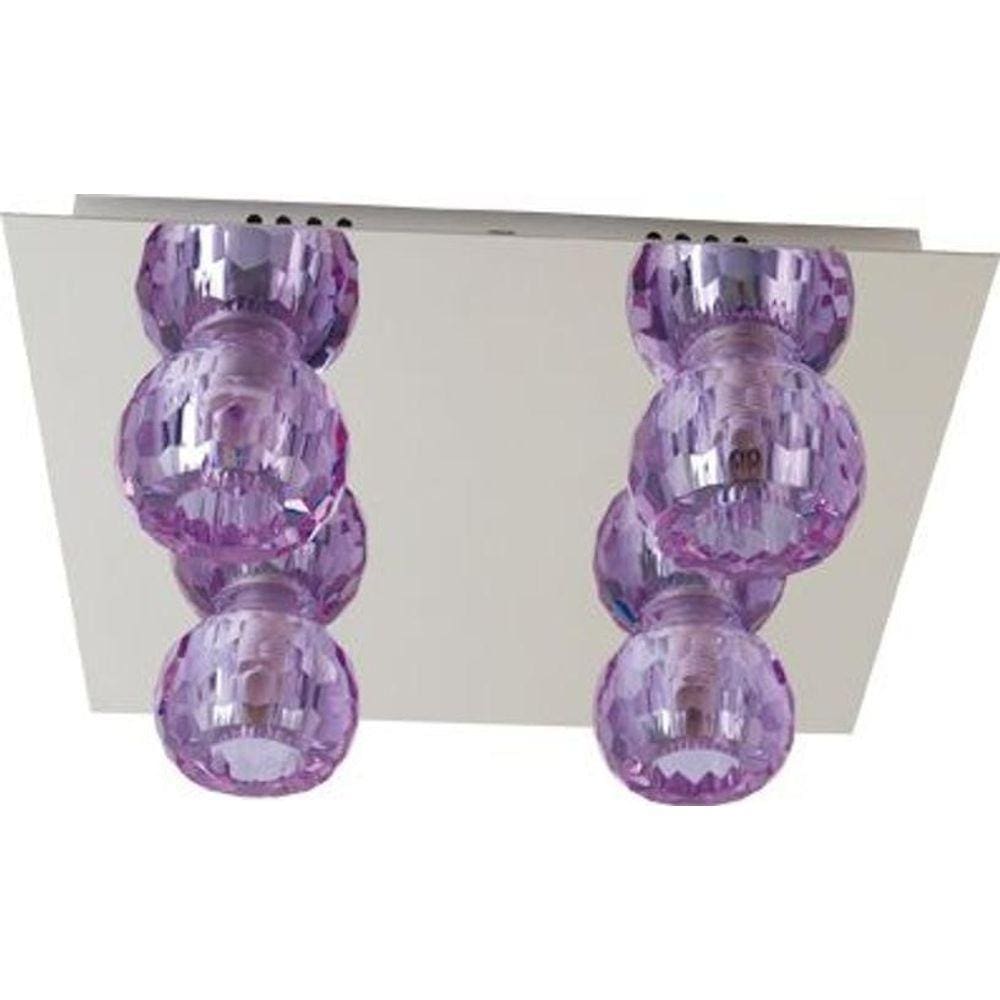 Plafon Demeter Quádruplo Cristal Lilás Redondo Para Led