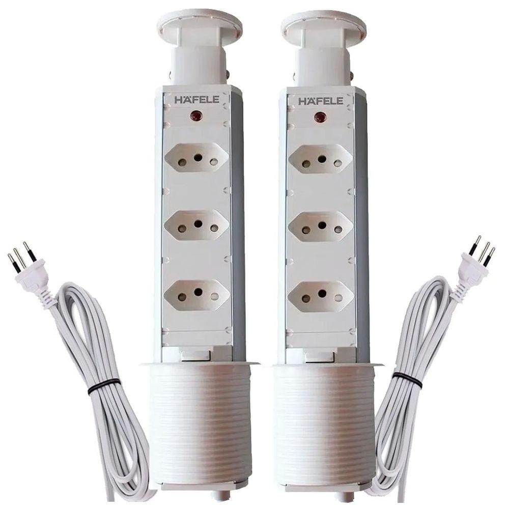 Kit 2 Torre De Tomada Retrátil De Embutir Branca Hafele
