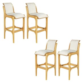 Kit 4 Banquetas para Cozinha Americana 37 x 101 Cm Barcelona Madeira Mel Linho Bege Cru L71 - RMI
