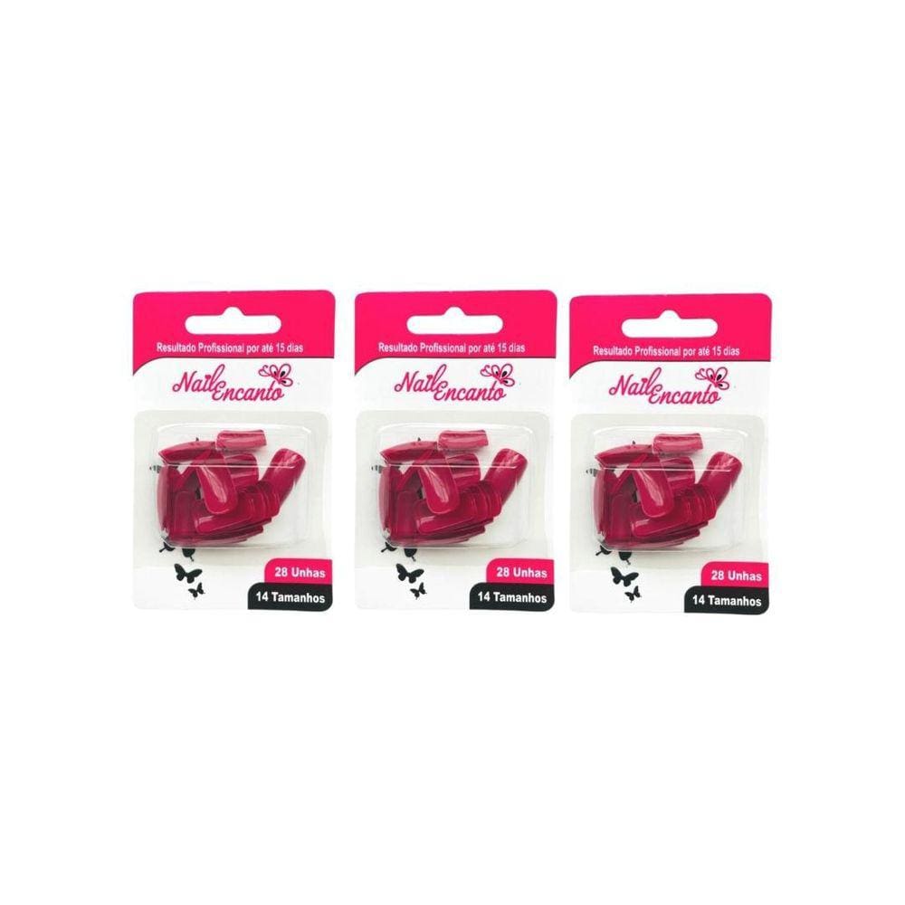 Unhas Postiças Fhaces Nail Encanto Colors Vermelho 28Un- 3Un