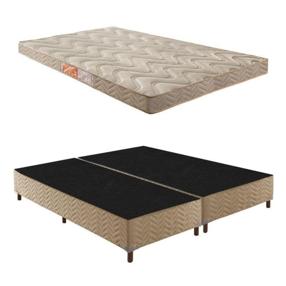 Box Queen Florença 42x158x198cmcom Colchão Queen Unique D33 Duoface 14x158x198cm Rustico Bege