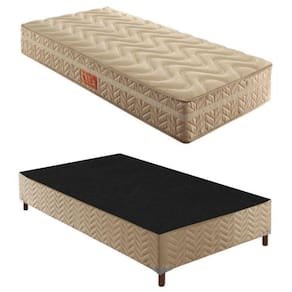 Box Solteiro Júlia 42x88x188cmcom Colchão Solteiro Molas Ensacadas Júlia 28x88x188cm Rustico Bege