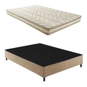 Box Casal Florença 42x138x188cmcom Colchão Casal Unique D33 Plus Duoface 14x138x188cm Rustico Bege