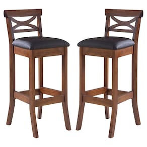Kit 2 Banquetas Alta Estofada Copacabana 36 x 100 Cm Madeira Maciça Imbuia Facto Impermeável Marrom L74 - RMI