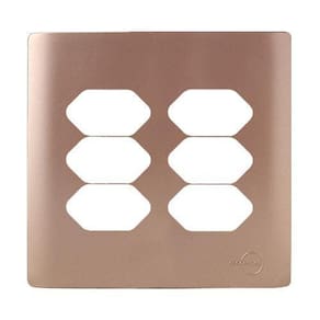 Placa Para 6 Tomadas Com Suporte 4X4 - Novara Ouro Rose