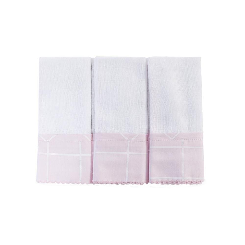 Boquinha Fralda 3 Peças Barrado - Boston Rosa