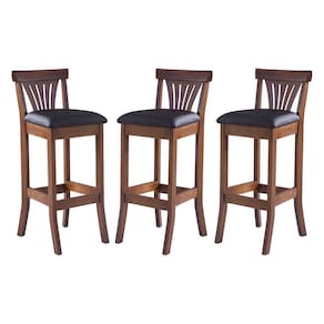 Kit 3 Banquetas Alta Estofada Valentina 36 x 100 Cm Madeira Maciça Imbuia Facto Marrom L74 - RMI
