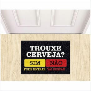 Tapete Vinil Trouxe Cerveja ? 60X40 cm Preto Antiderrapante.
