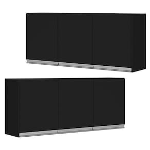 02 Armários Aéreo Planejada Lux 120cm Mdf 03 Portas Preto