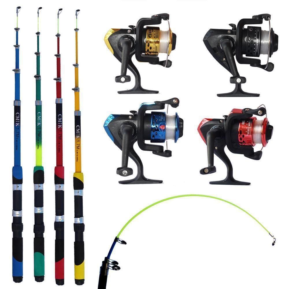 Kit De Pesca 4 Molinetes Com Varas Telescópica Ultra Light