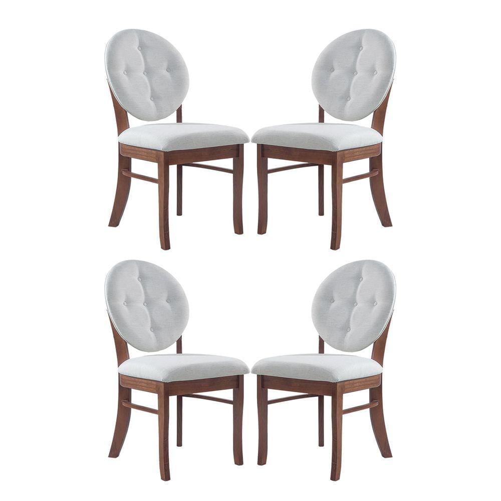 Kit 4 Cadeiras Mesa de Jantar Estofada 45x94 Cm Florence Madeira Maciça Linho Bege Cru L71 - RMI