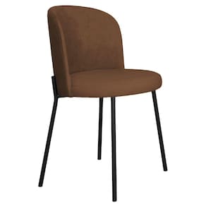 Cadeira Decorativa Elegance Base Preta Courino Marrom - Montanaris Decor
