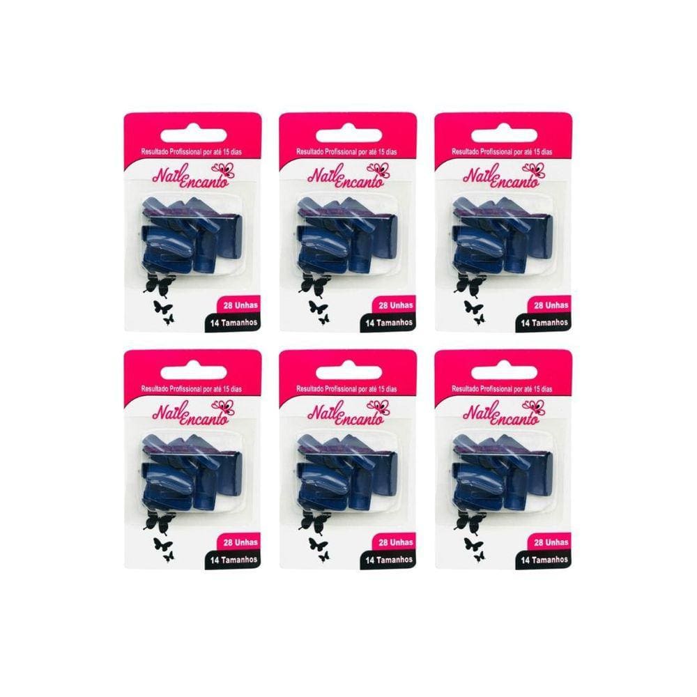 Unhas Postiças Fhaces Nail Encanto Colors Azul Com 28Un- 6Un