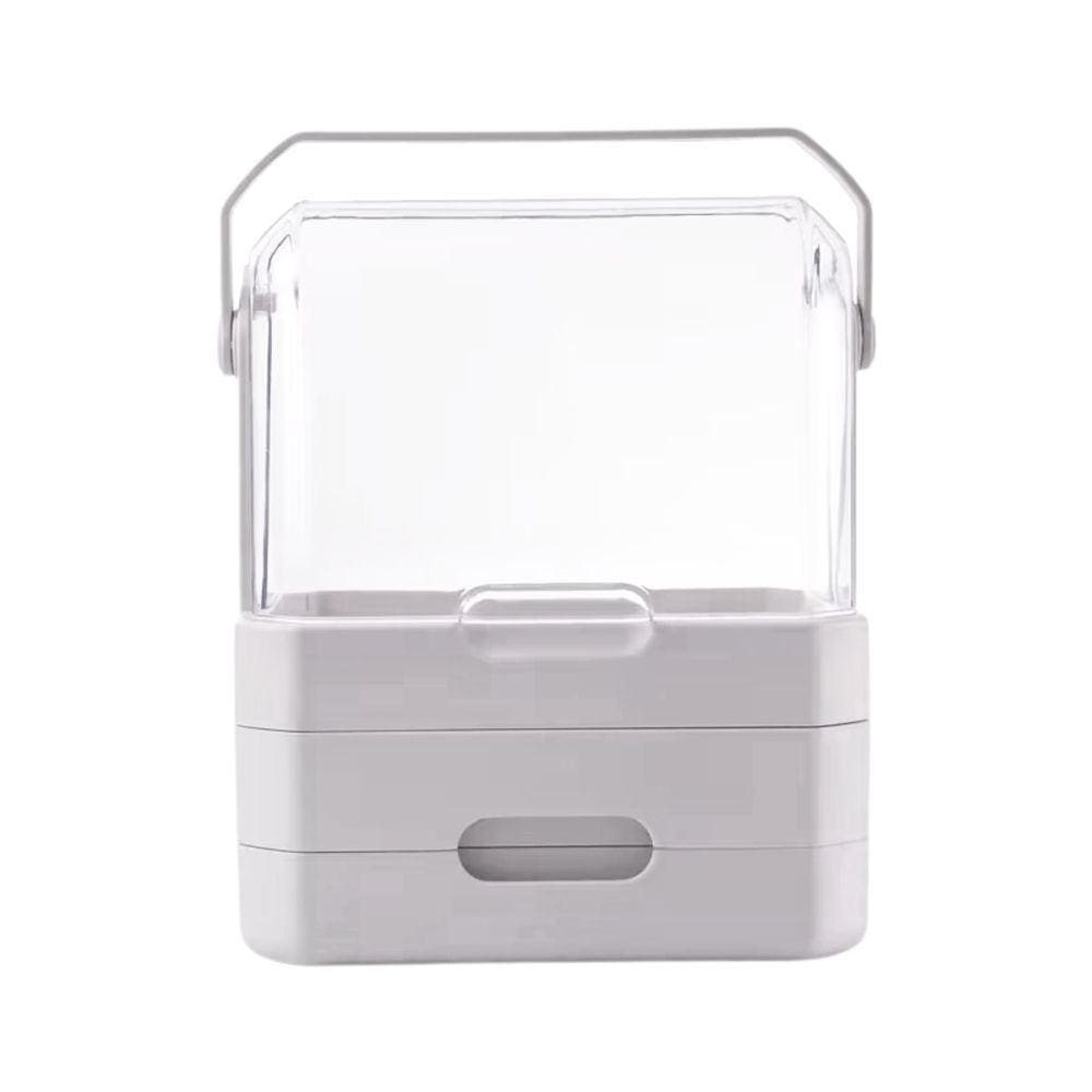 Organizador Multiuso Maquiagem Acrílico Branco / Rosa C/Alça