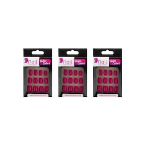 Unhas Postiças Nil Encanto Colors Curta Rosa Pink 24Un - 3Un