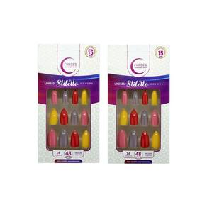 Unhas Postiças Fhaces Stiletto Multi Saori Com 48Un- Kit 2Un