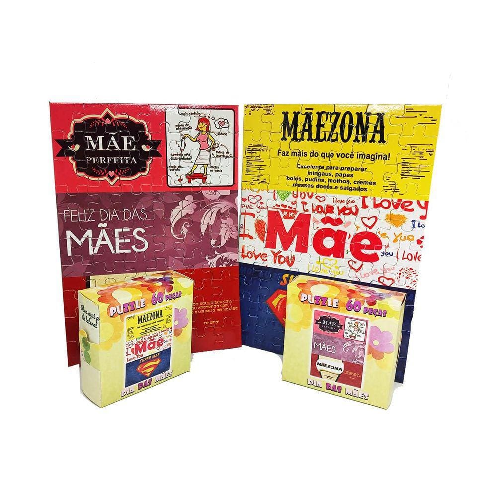 Kit 2 Quebra-Cabeças Frases E Mensagens Dias Das Mães 60