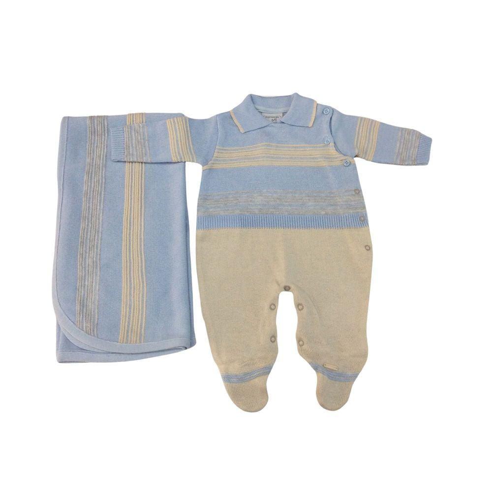 Saida Maternidade Tricot Masculino Noruega Azul Cru