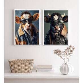 Kit 2 Quadros Decorativos Boi Fashion 33X24Cm