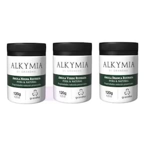Kit Grandha Argila Branca Verde E Negra Refinada 120G