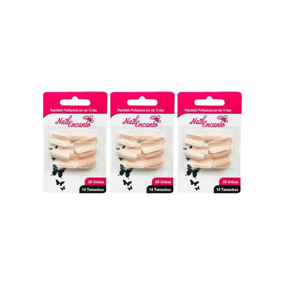 Unhas Postiças Fhaces Nail Encanto Colors Rosa Com 28Un- 3Un