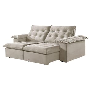 Sofá 5 Lugares Retrátil E Reclinável Martins M-147 Veludo Creme