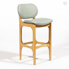 Banqueta Alta para Cozinha Decor Madeira Mel Linho Verde L84 RMI