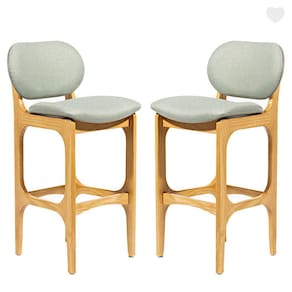 Kit 2 Banquetas para Cozinha Americana Decor Madeira Mel Linho Verde L84 RMI