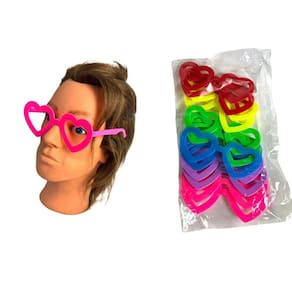 Fantasia Óculos Coração Colorido Evento Carnaval- Kit 6Un