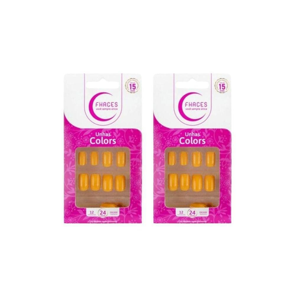 Unhas Postiças Fhaces Colors Por Do Sol U3094 - Kit C/2Un