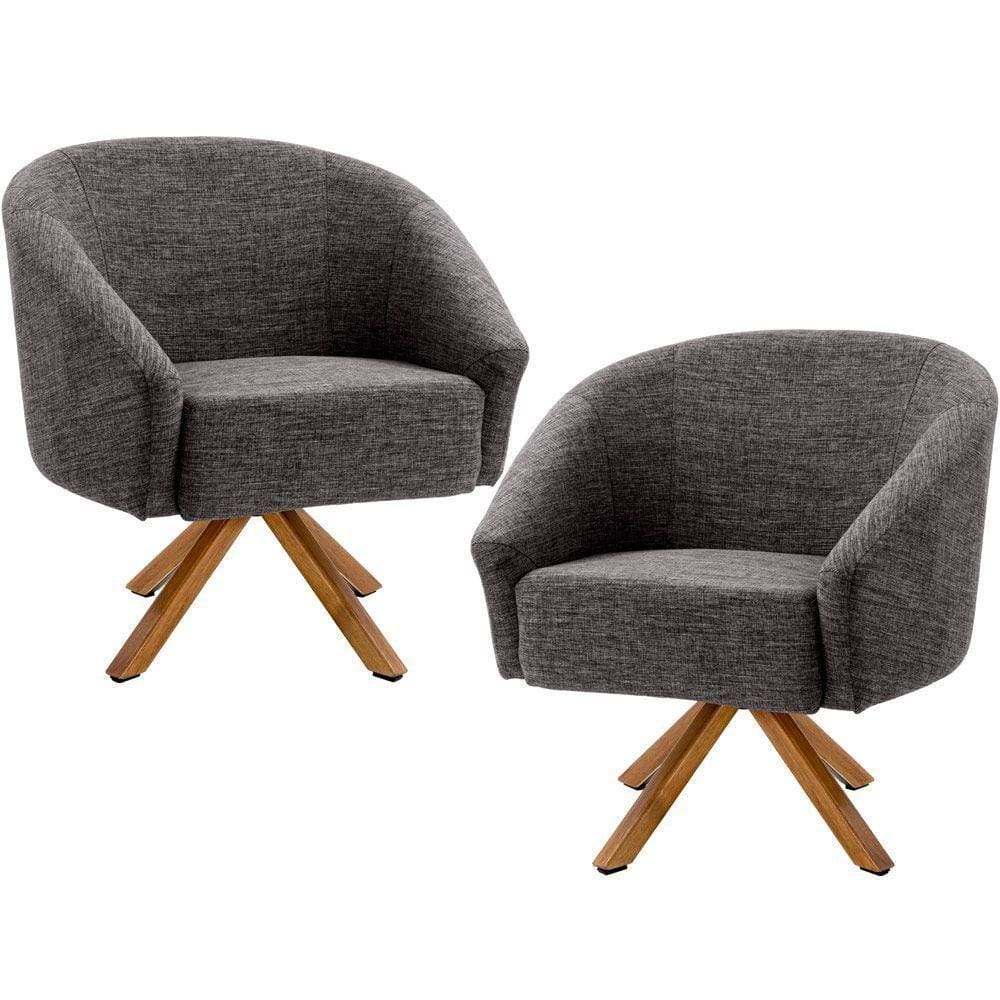 02 Poltronas Decorativas Sala Estar Giratória Alicia Rústico