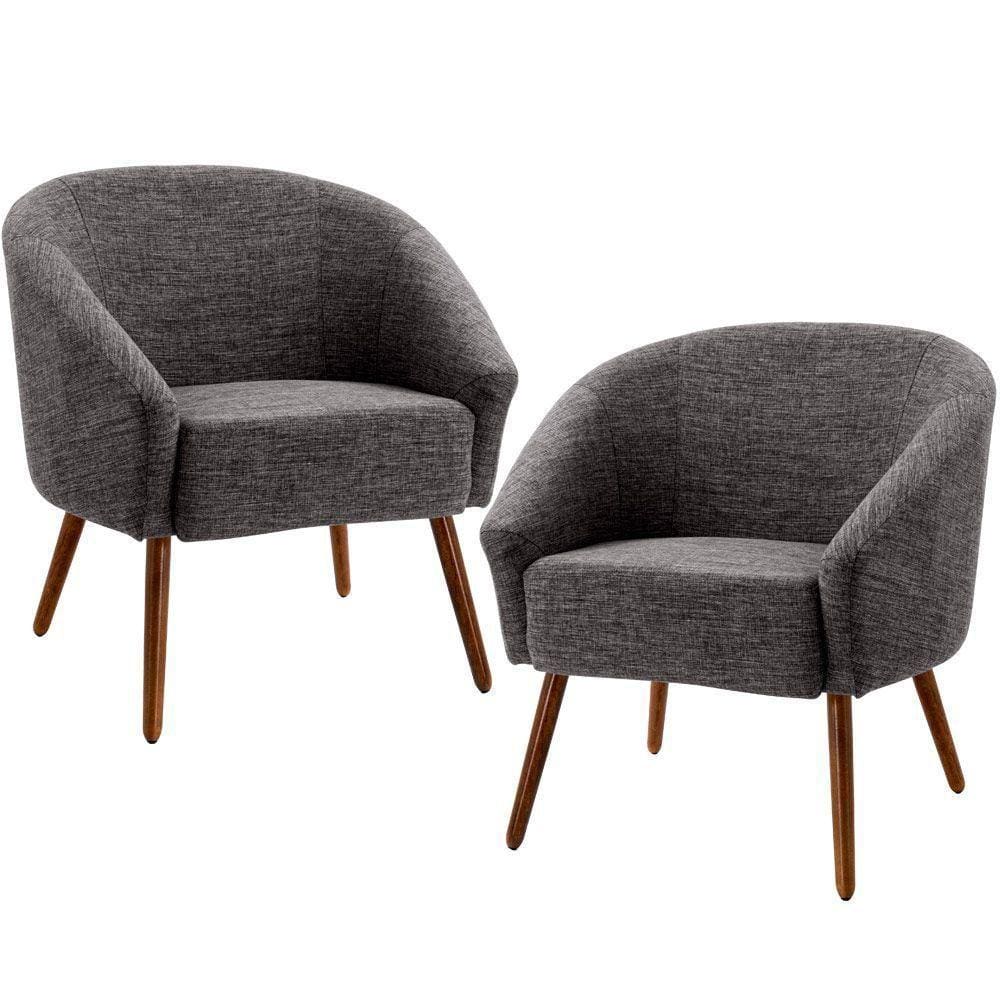 02 Poltronas Decorativas Sala Estar Pés Palito Alicia Rustic