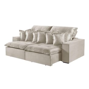 Sofá 2 Lugares Retrátil E Reclinável M-144 Veludo Martins Creme
