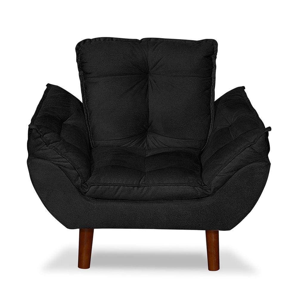 Mini Poltrona Cadeira Infantil De Criança Suede Preto Pés Palito