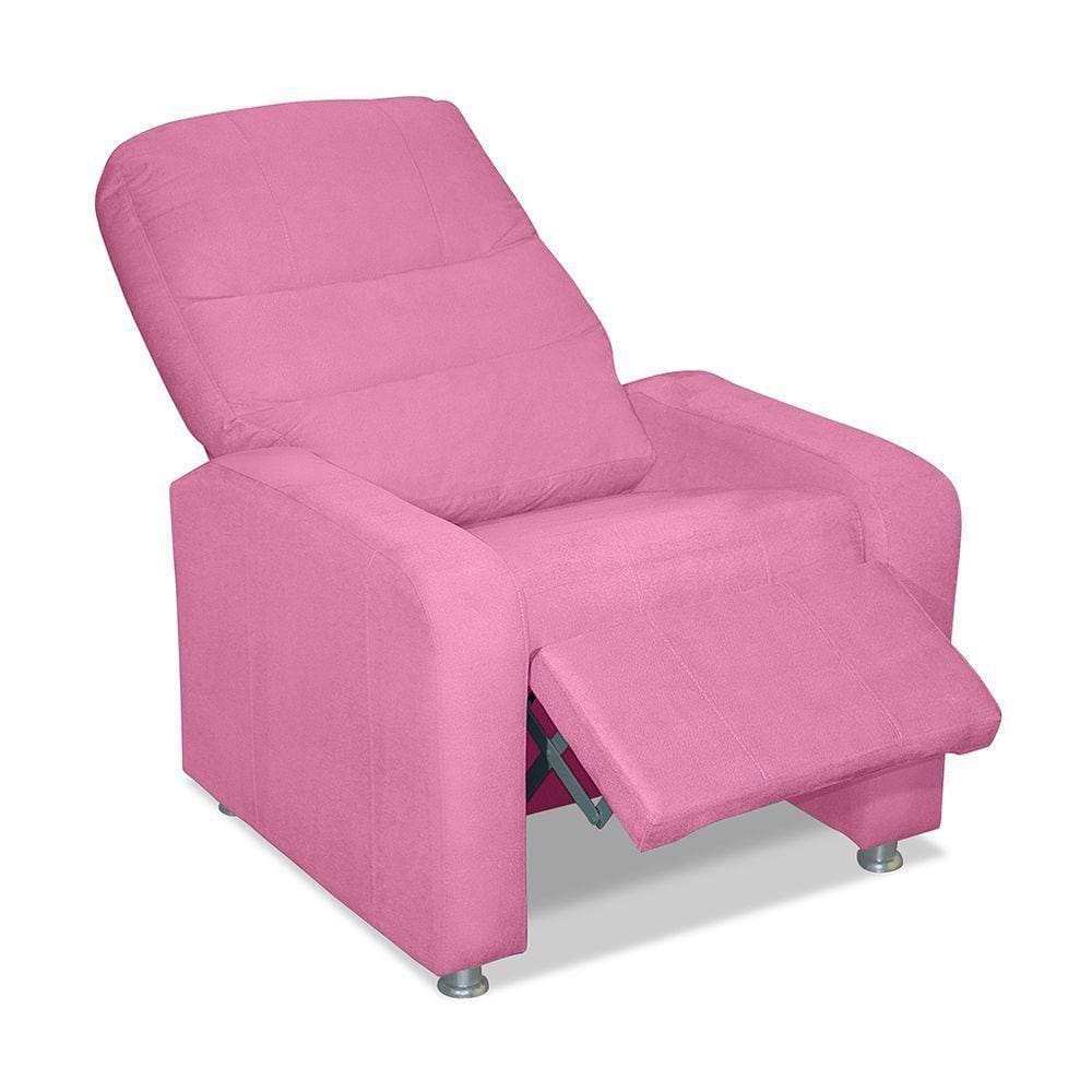 Poltrona Do Papai Reclinável Confortável Suede Rosê