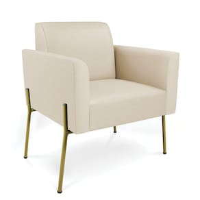Poltrona Pé de Ferro Dourado para Sala Marisa Corino Bege D03 - D`Rossi
