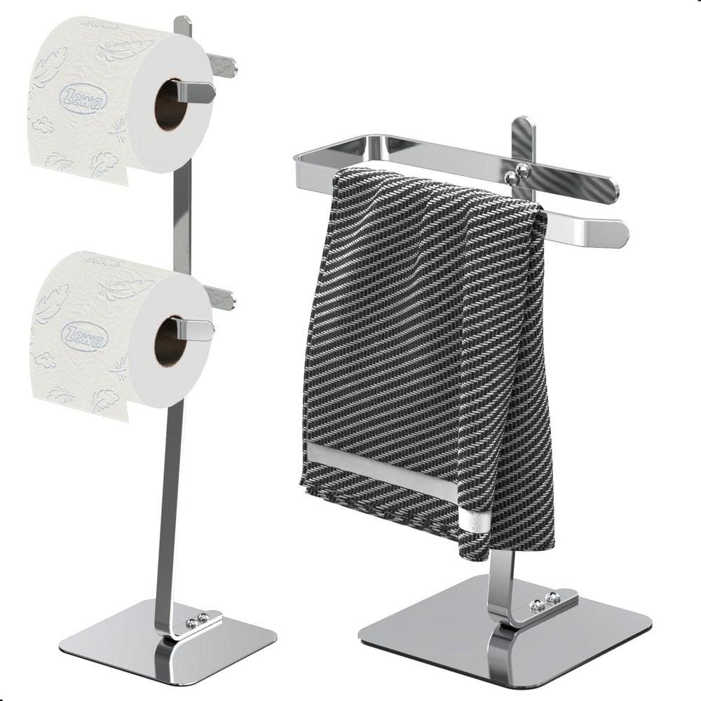 Porta Papel Higiênico De Chão Inox E Toalha Lavabo Oslo.D
