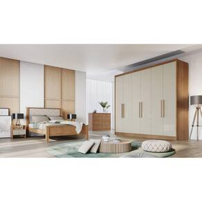 Guarda Roupa Casal 6 Portas 6 Gavetas - New Vértice-Cumaru/Fendi - Móveis Novo Horizonte