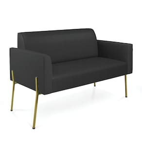 Sofá Namoradeira 2 Lugares Pé de Ferro Dourado Marisa Corino Preto D03 - D`Rossi