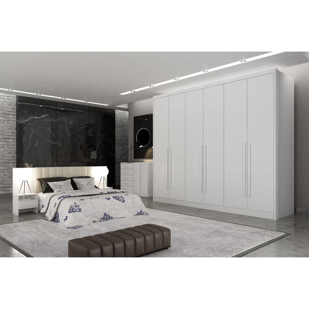 Guarda Roupa Casal 6 Portas 8 Gavetas - Himalaia-Branco - Móveis Novo Horizonte
