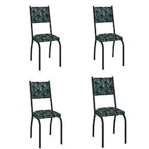 Conjunto Com 4 Cadeiras Tubular Diana Preto Fosco Assento Mosaico Artefamol