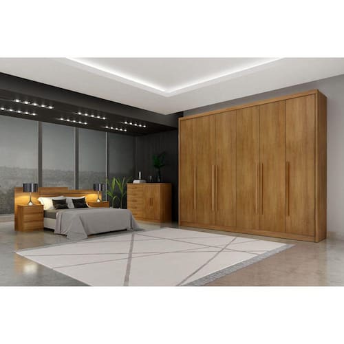 imagem-Guarda Roupa Casal 6 Portas 8 Gavetas - Coimbra-Cumaru - Móveis Novo Horizonte - Marrom