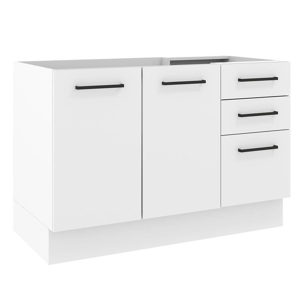 Balcão De Pia 2 Portas E 3 Gavetas Branco Rustic/branco