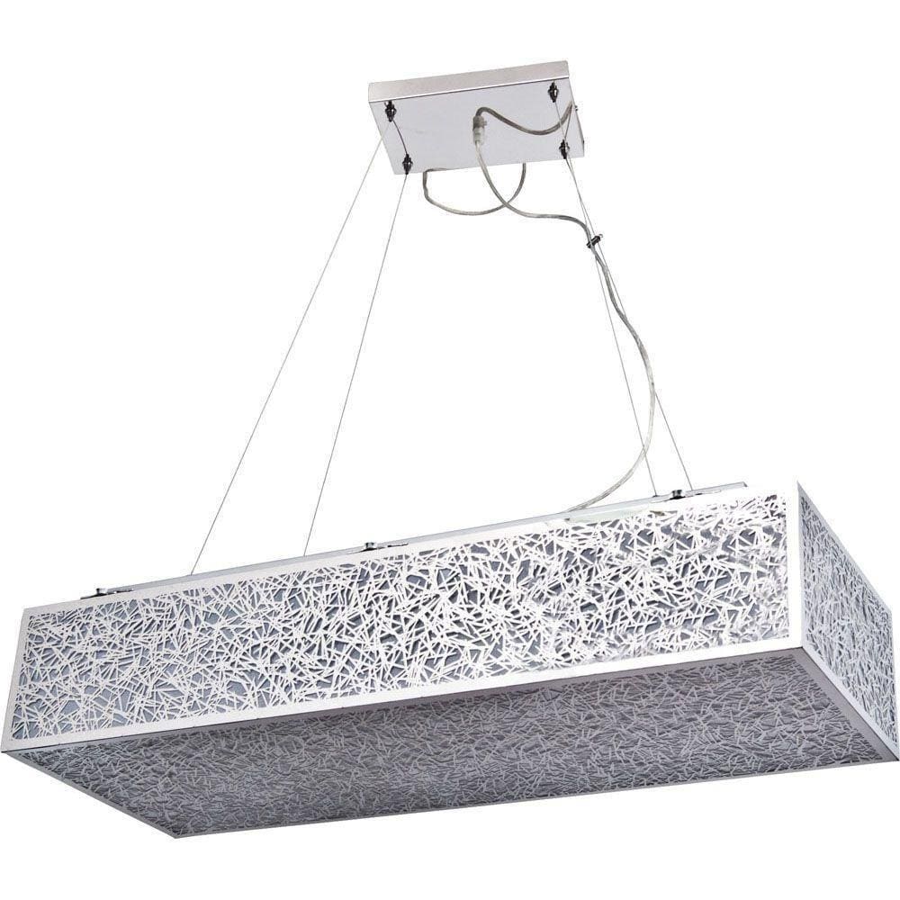 Pendente Lustre Apolo Inox Retangular Para Led 80 X 30 Cm