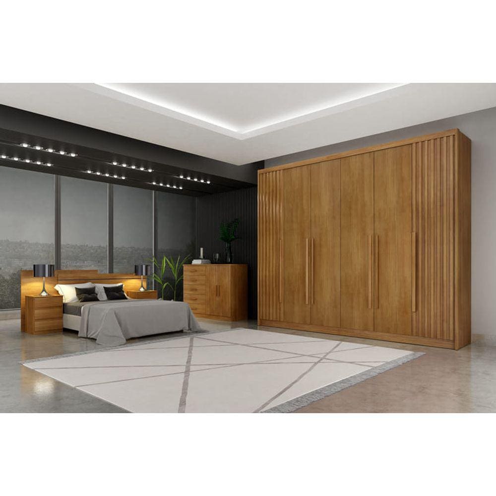 Guarda Roupa Casal 6 Portas 8 Gavetas - Coimbra Ripado-Cumaru - Móveis Novo Horizonte
