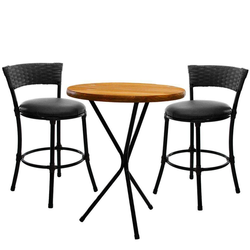 2 Banquetas Forts Baixa Fibra Ferro Com Bistrô Preto